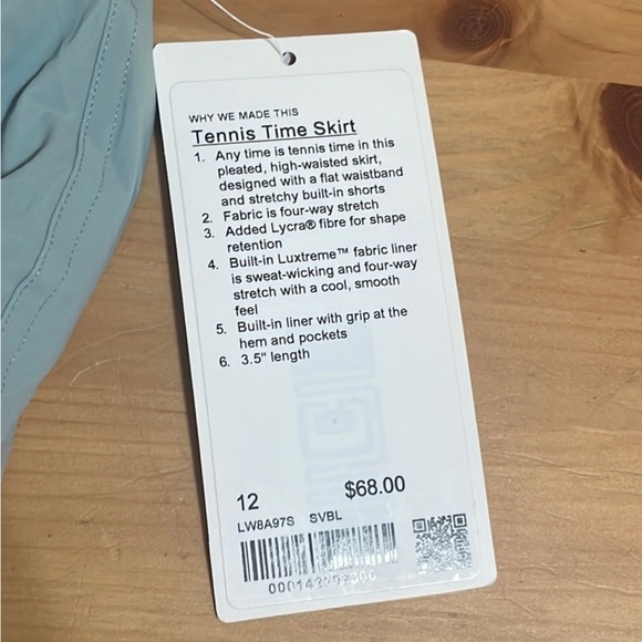 Lululemon Tennis Time Skirt size 12 NWT Silver Blue - Picture 2 of 2